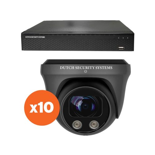 Beveiligingscamera set - 10x PRO Dome camera - UltraHD 4K - Sony 8MP - Zwart