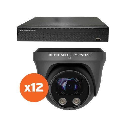 Beveiligingscamera set - 12x PRO Dome camera - UltraHD 4K - Sony 8MP - Zwart