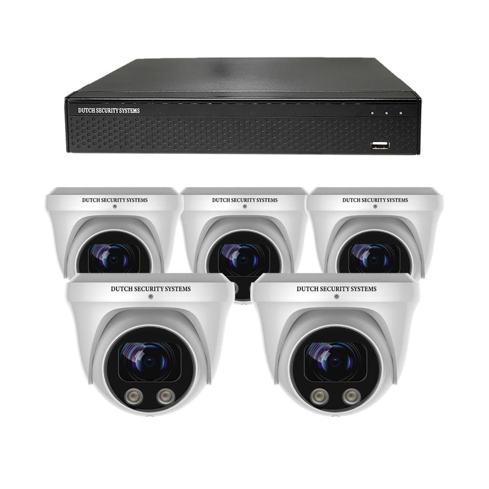 Beveiligingscamera set - 5x PRO Dome camera - QHD 2K - Sony - Wit