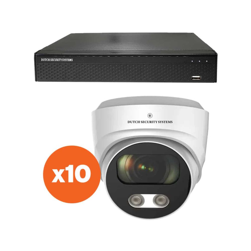 Beveiligingscamera set - 10x Audio dome camera - QHD 2K - Sony 5MP - Wit