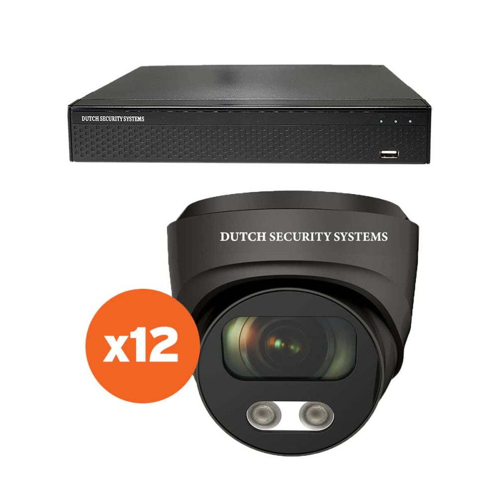 Beveiligingscamera set - 12x Dome camera - UltraHD 4K - Sony 8MP - Zwart