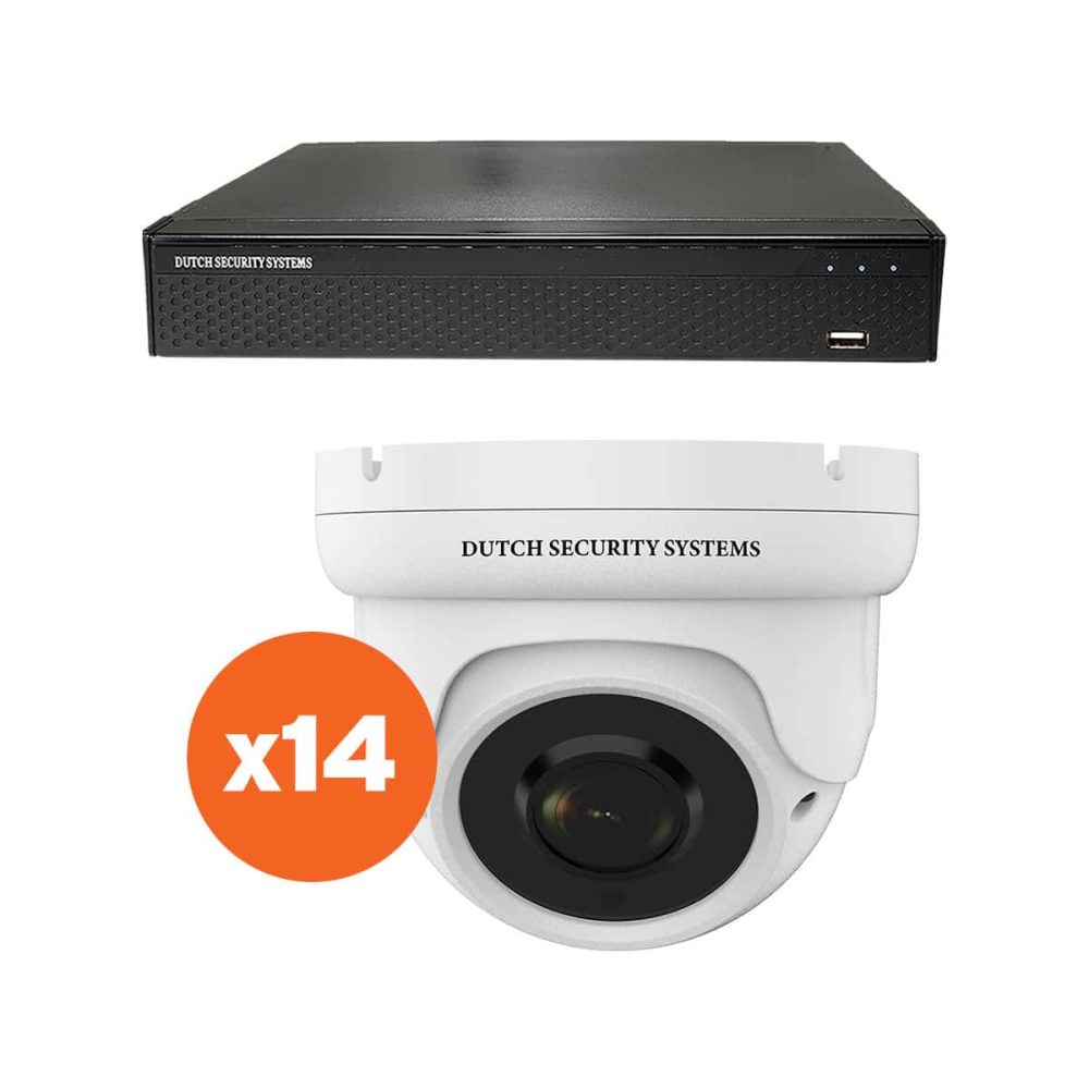 Beveiligingscamera set - 14x Dome camera - QHD 2K - Sony 5MP - Zwart