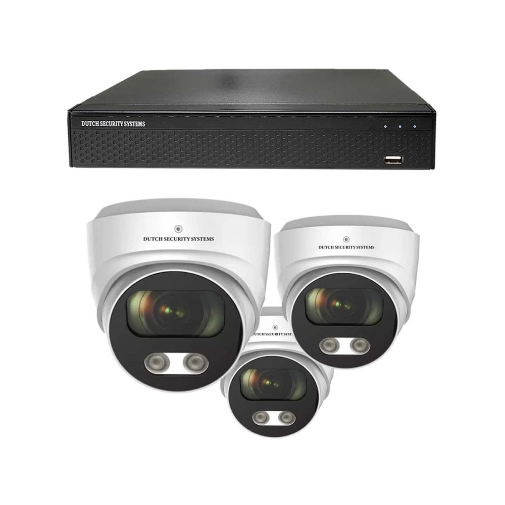 Beveiligingscamera set - 3x Audio dome camera - QHD 2K - Sony 5MP - Wit