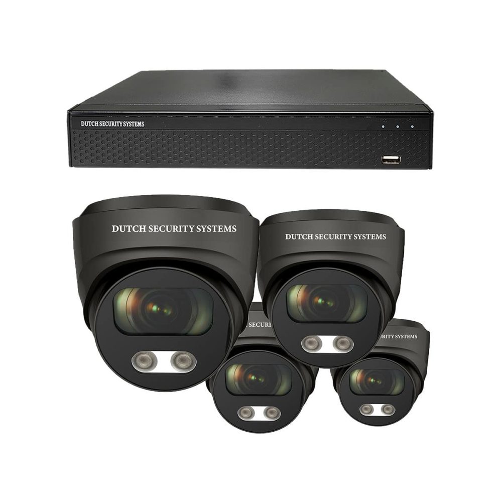 Beveiligingscamera set - 4x Dome camera - UltraHD 4K - Sony 8MP - Zwart