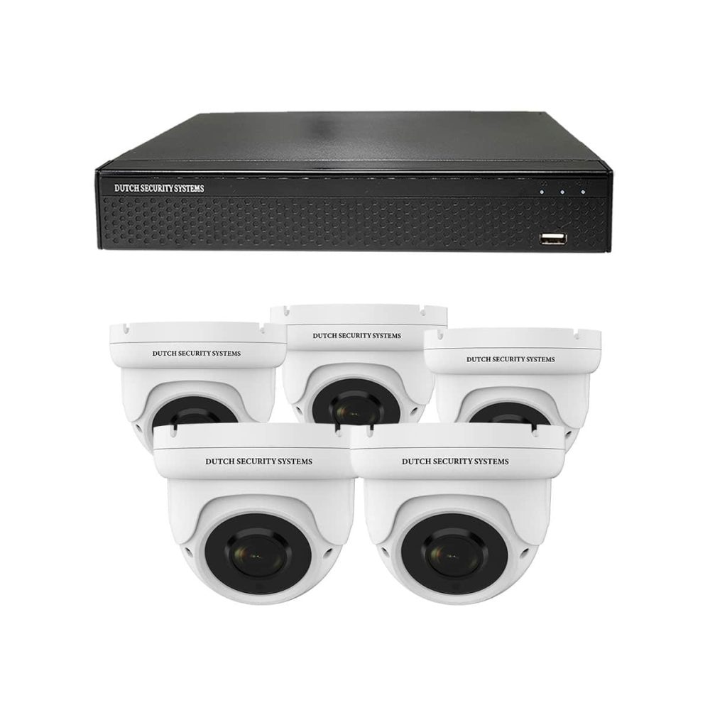Beveiligingscamera set - 5x Dome camera - QHD 2K - Sony 5MP - Wit