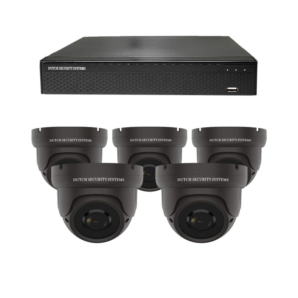 Beveiligingscamera set - 5x Dome camera - QHD 2K - Sony 5MP - Zwart