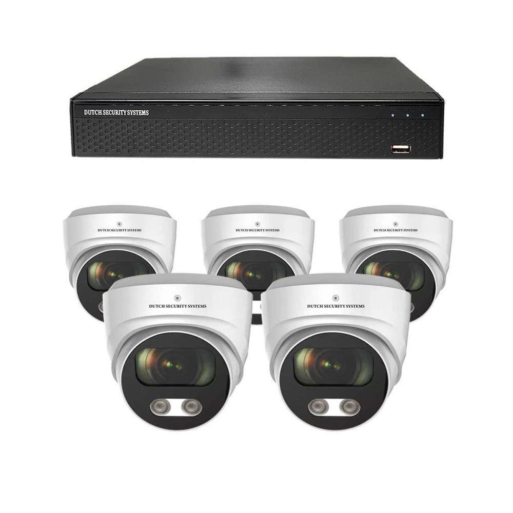 Beveiligingscamera set - 5x Dome camera - UltraHD 4K - Sony 8MP - Wit
