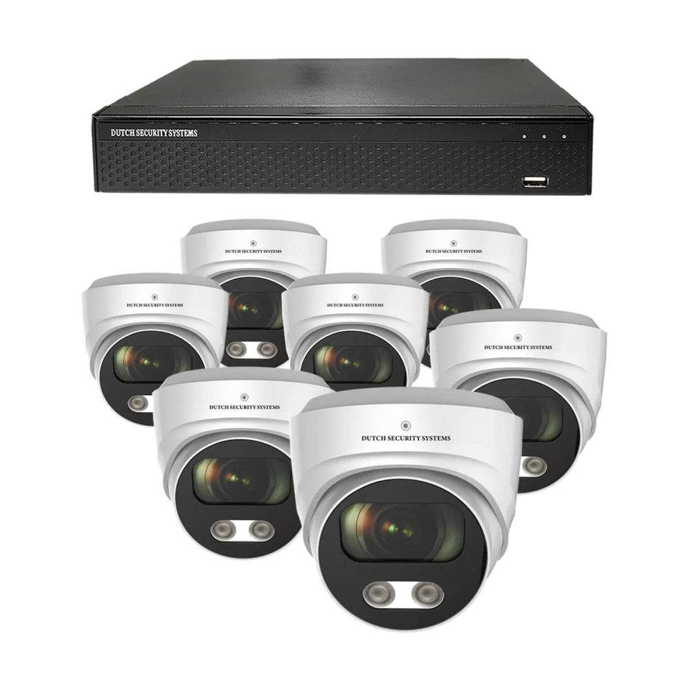 Beveiligingscamera set - 7x Audio dome camera - QHD 2K - Sony 5MP - Wit
