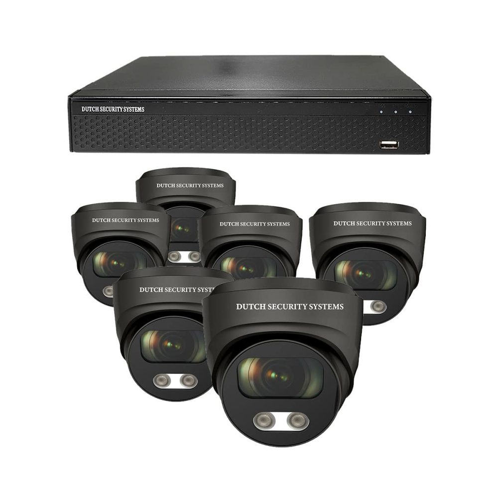 Beveiligingscamera set - 6x Audio dome camera - QHD 2K - Sony 5MP - Wit