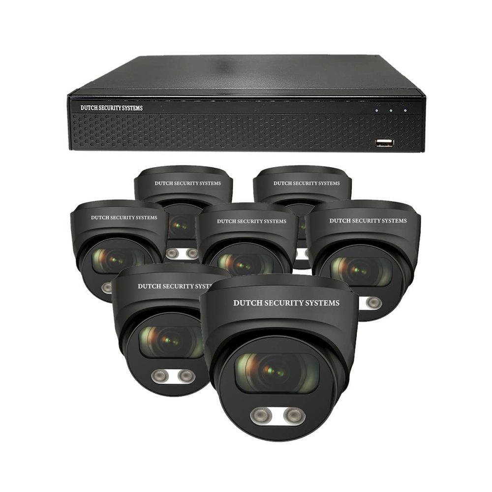 Beveiligingscamera set - 7x Dome camera - UltraHD 4K - Sony 8MP - Zwart