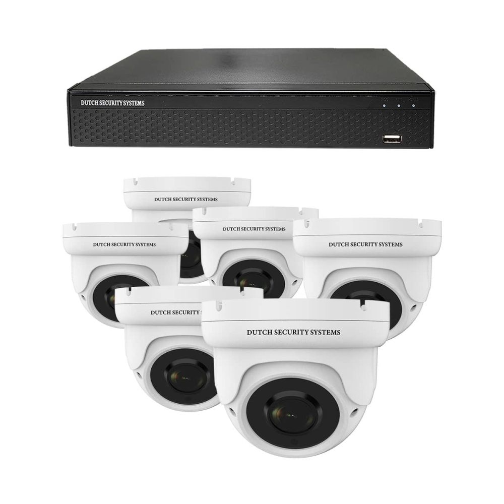 Draadloze beveiligingscamera set - 6x Dome camera - QHD 2K - Sony 5MP - Wit