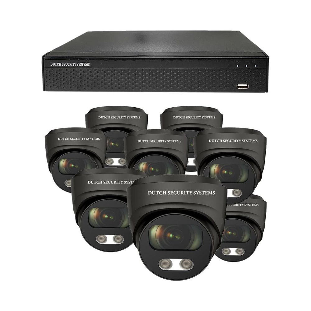 Draadloze beveiligingscamera set - 8x Audio Dome camera - QHD 2K - Sony 5MP - Zwart